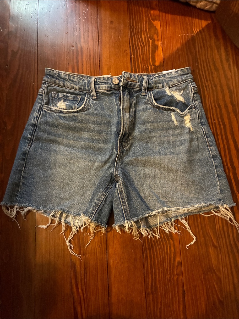 Flying Monkey Distressed Denim Cutoff Shorts - Blue